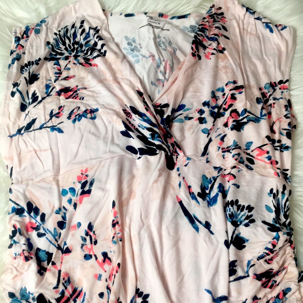 Pink Floral Print Maternity Top